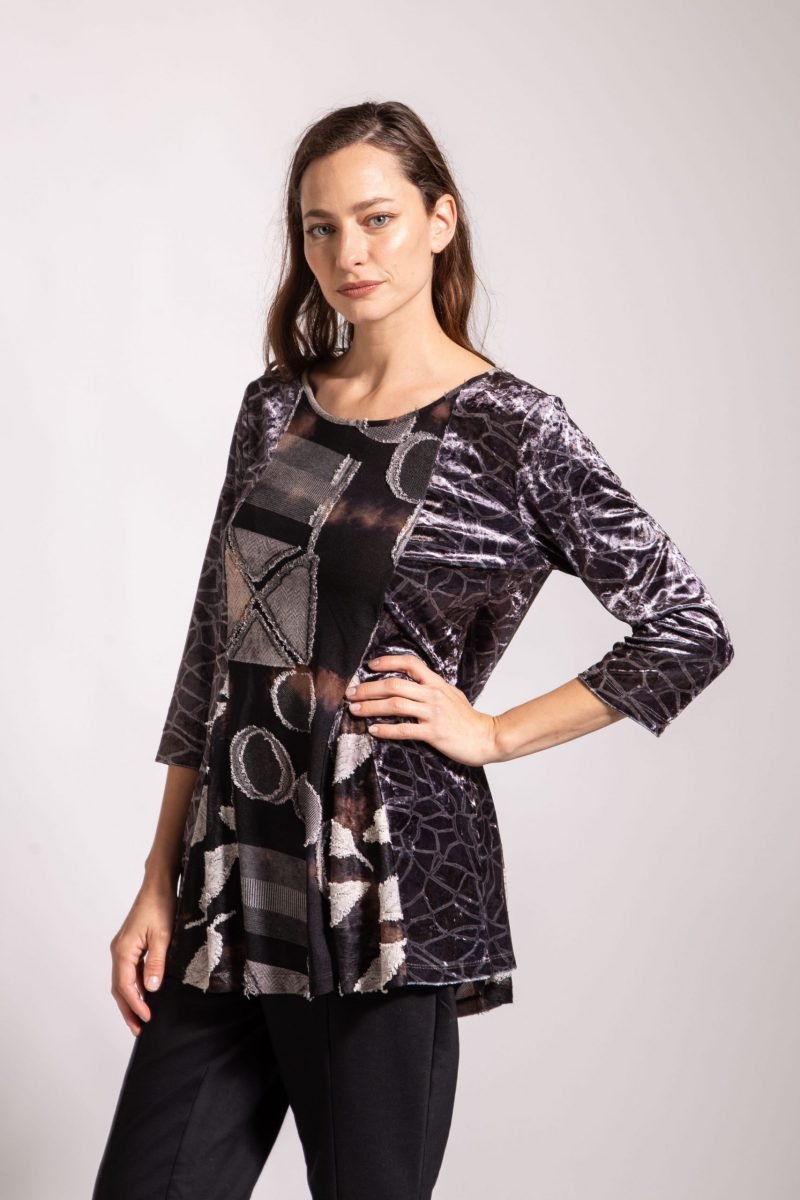 casaca combinado terciopelo y transparencia